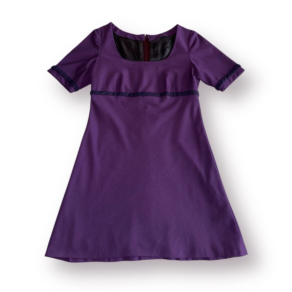 🛍️SALE🛍️ Custom-tailored Elegant Women's Short-sleeve Purple Mini Dress - Picture 4 of 7